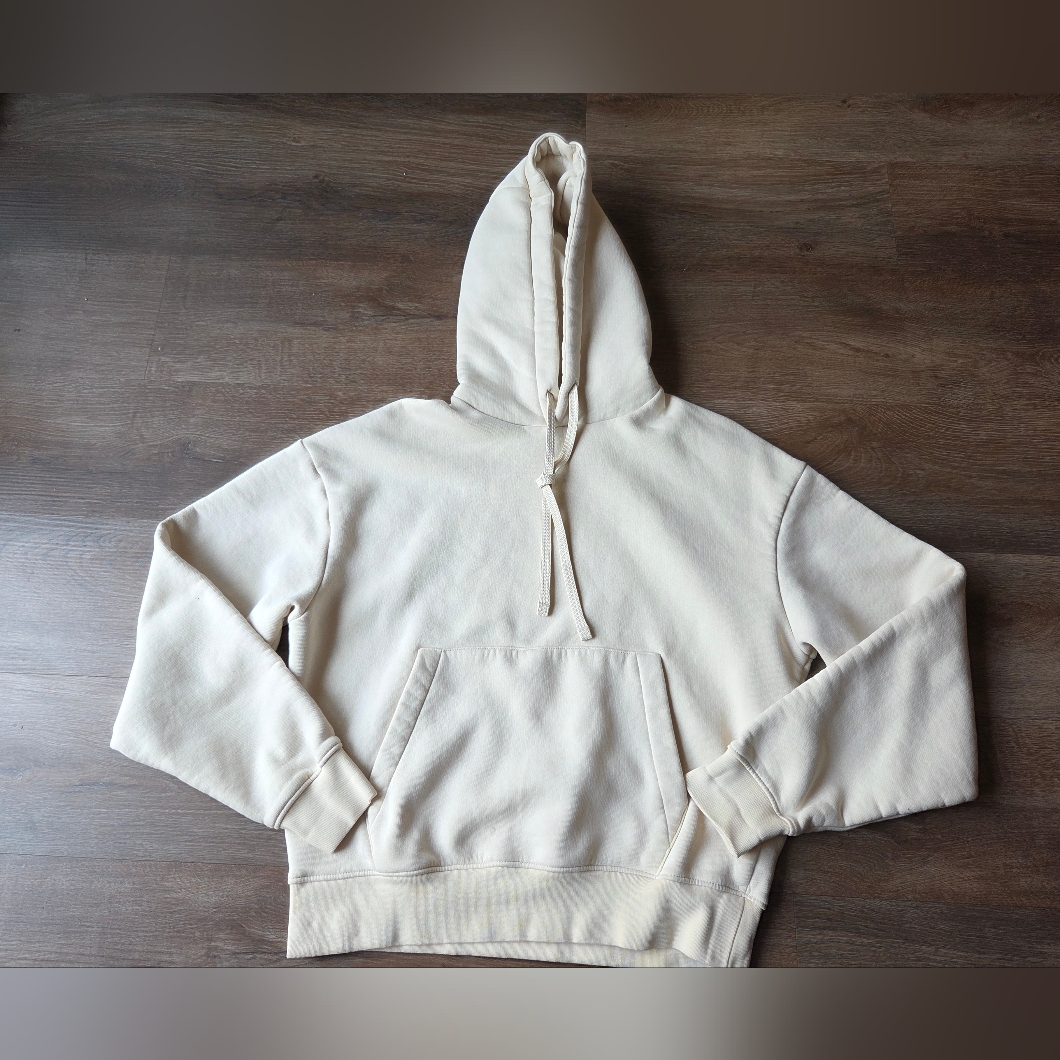 Zara Mens CreamIvory Heavyweight Sweatshirt Size Small Made In Egypt Stain